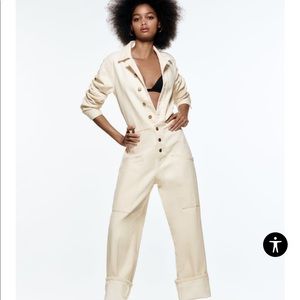 ZARA Long Jumpsuit With Pockets, sz M, NWT